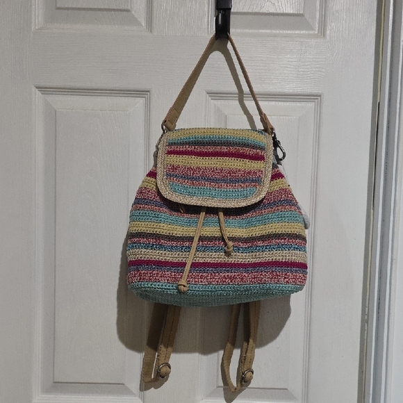 THE SACK SAYULITA Multicolor Striped Crochet Backpack - Picture 1 of 8